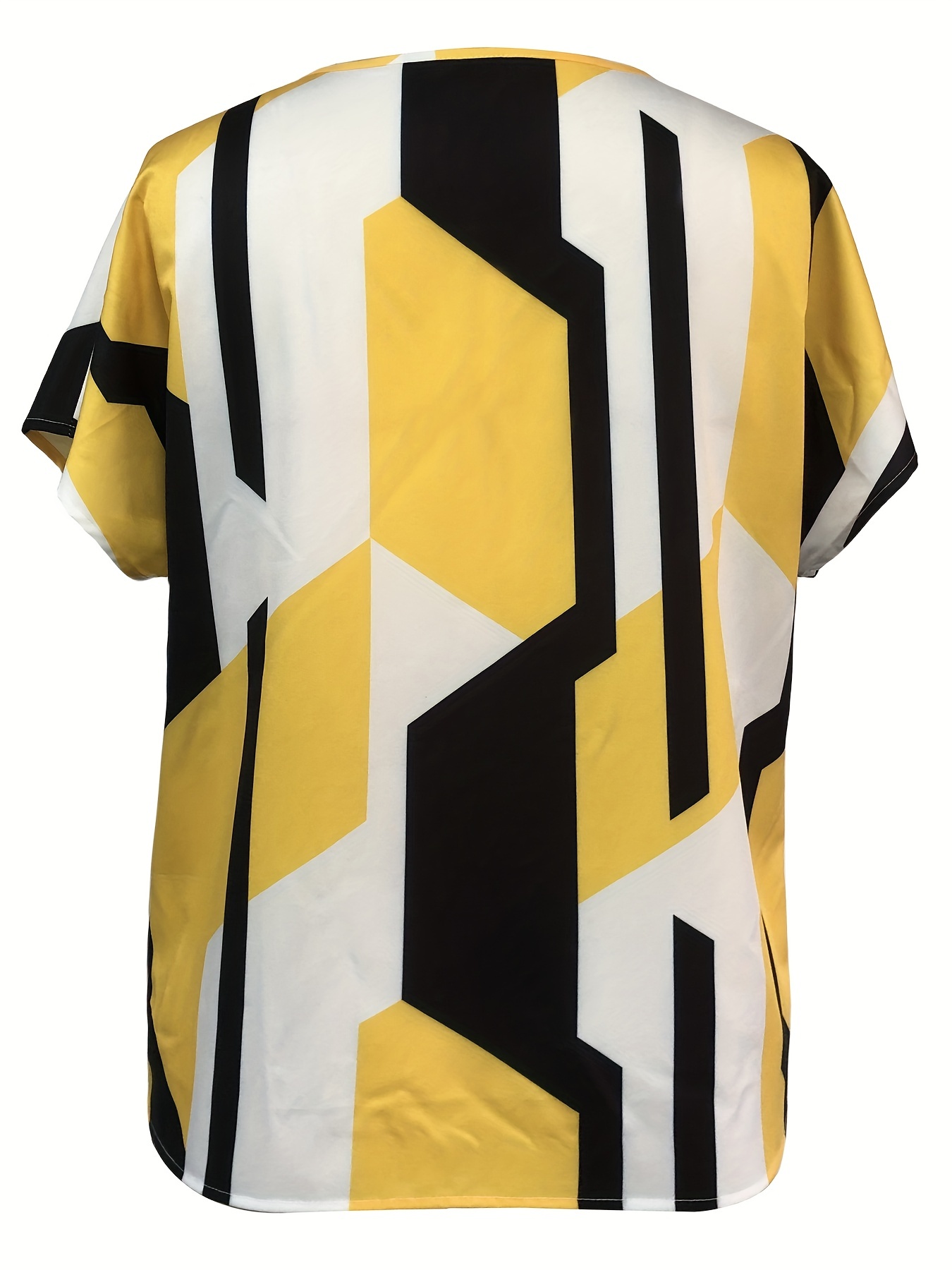 plaid notched neck blouse casual short sleeve blouse for spring summer womens clothing details 27