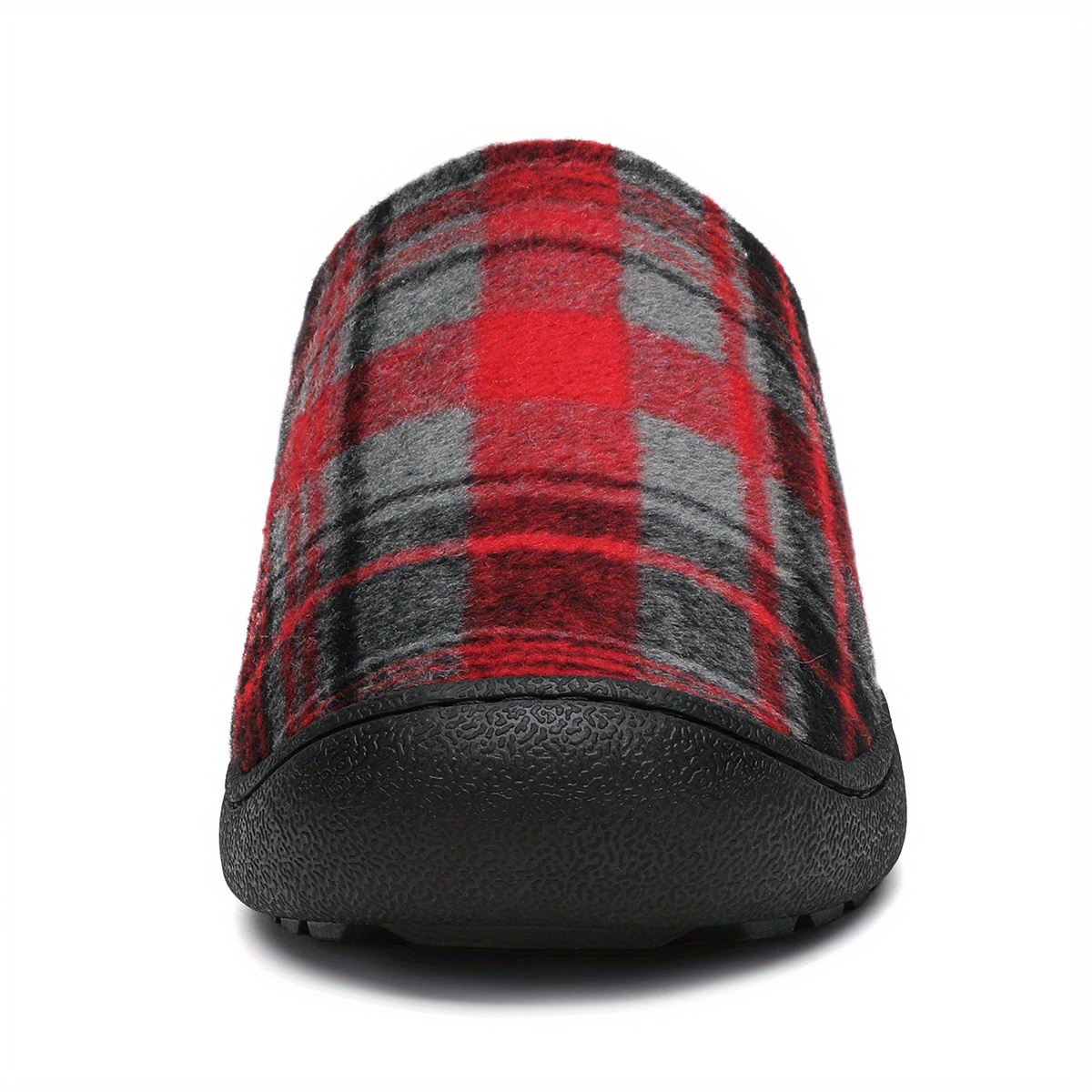 plaid home slippers soft plush cozy house slippers anti skid slip on shoes indoor for men winter shoes details 11