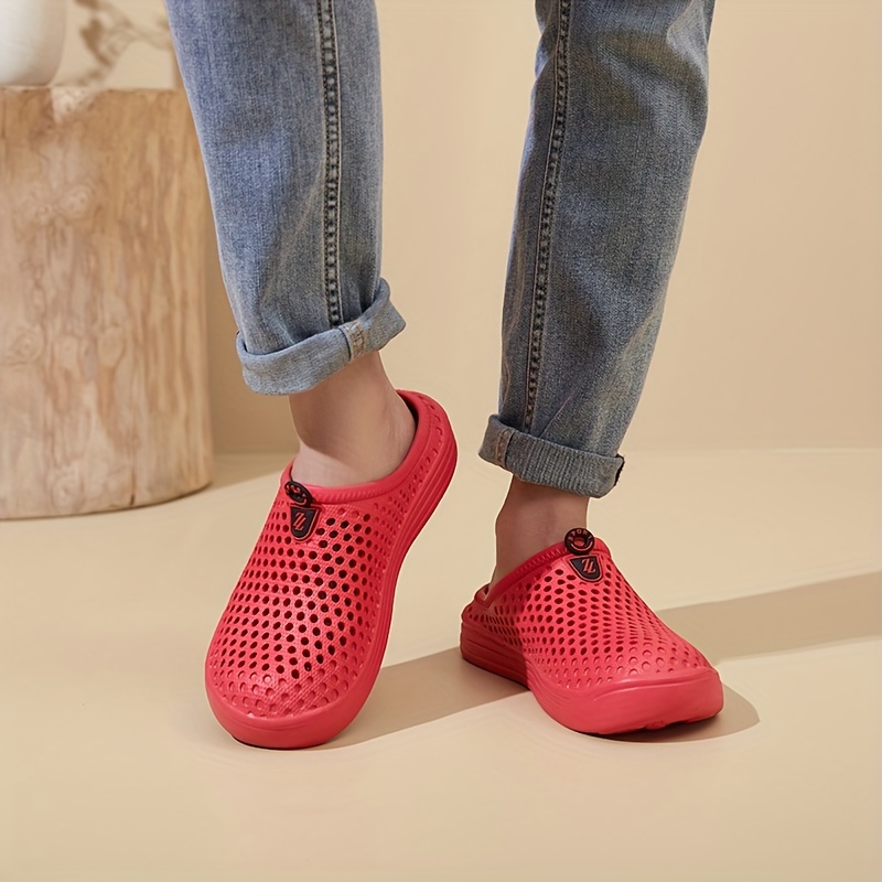 mens casual solid color slippers breathable non slip lightweight slippers for indoor bathroom bedroom garden gym details 9