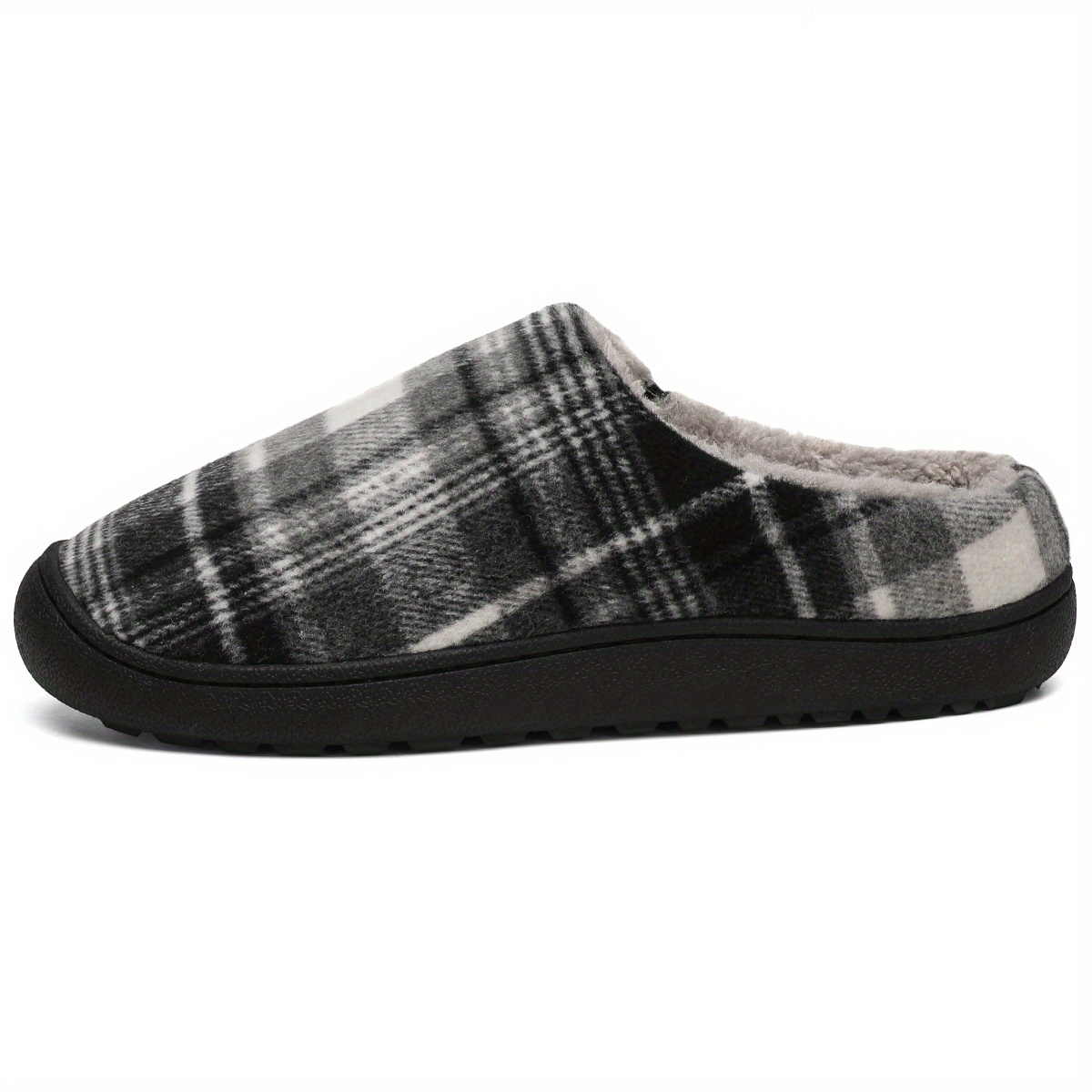 plaid home slippers soft plush cozy house slippers anti skid slip on shoes indoor for men winter shoes details 17