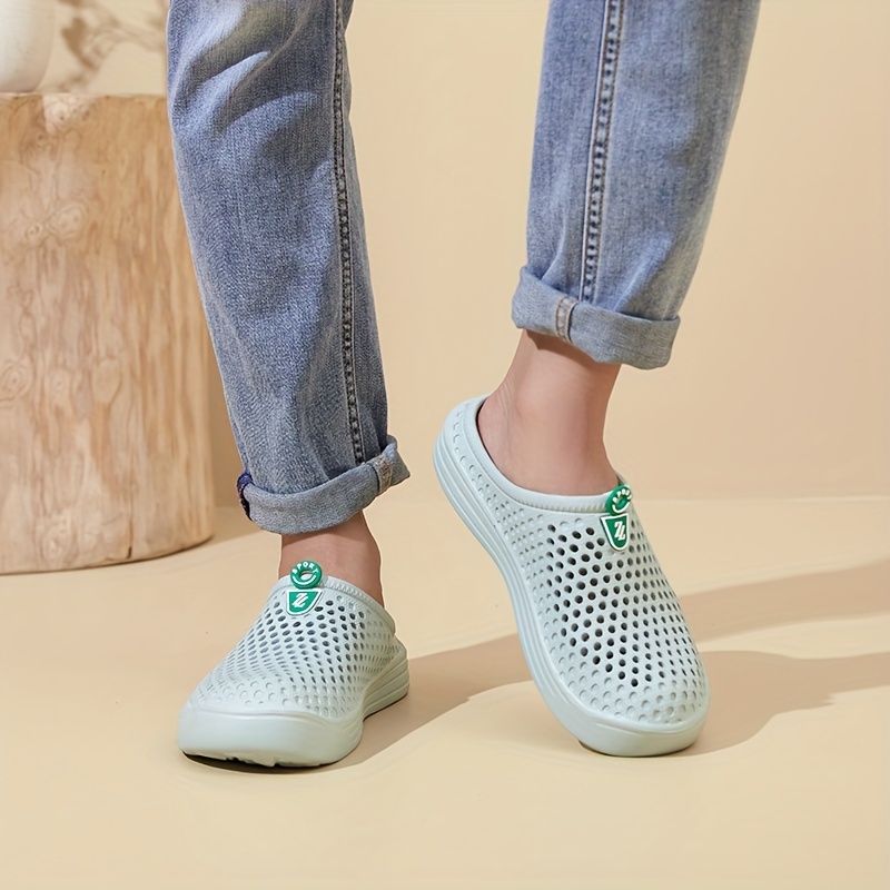 mens casual solid color slippers breathable non slip lightweight slippers for indoor bathroom bedroom garden gym details 12