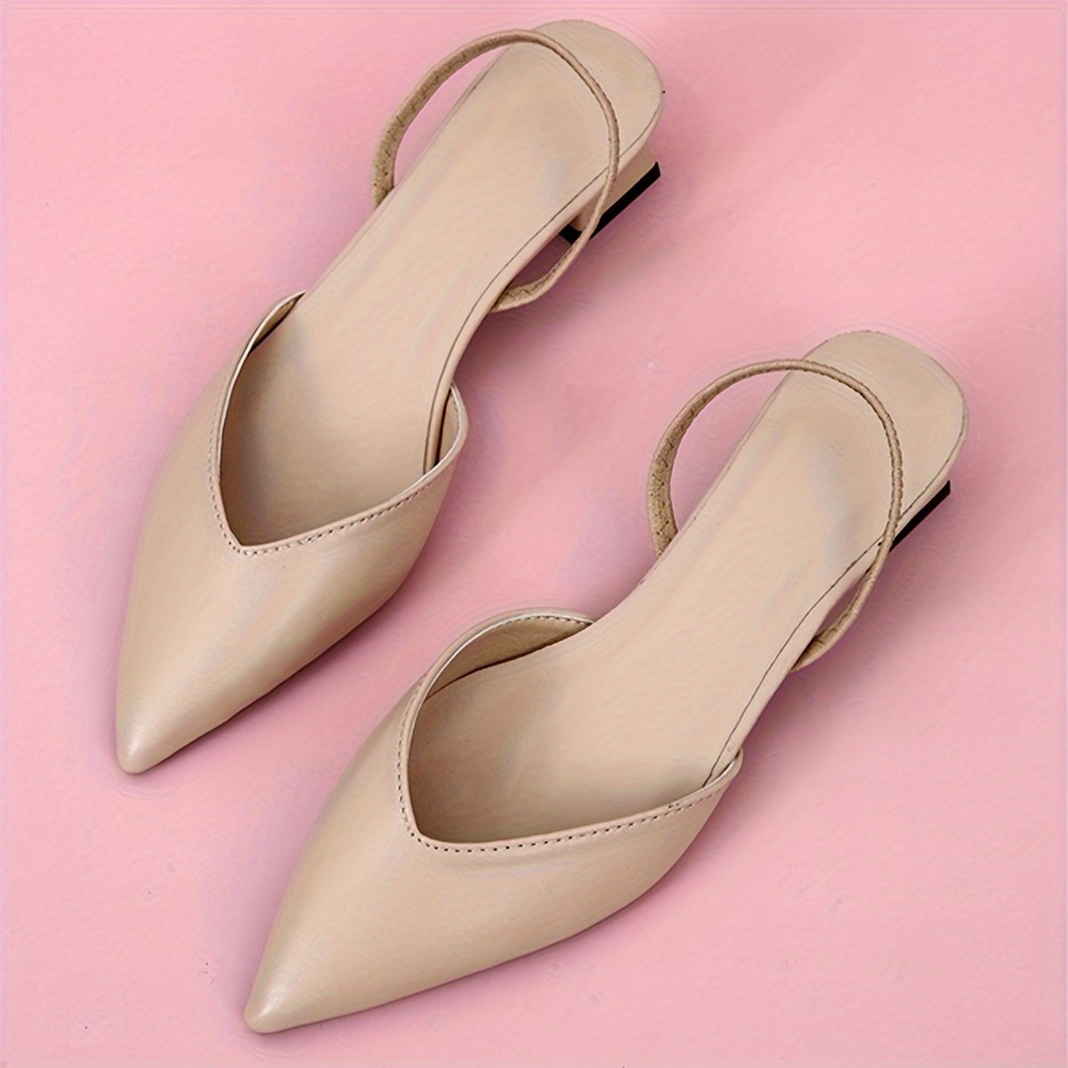 womens solid color chunky heels elegant point toe dress pumps stylish ankle strap heels details 2