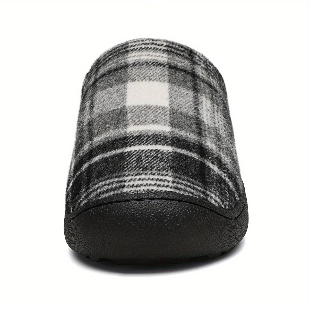 plaid home slippers soft plush cozy house slippers anti skid slip on shoes indoor for men winter shoes details 19