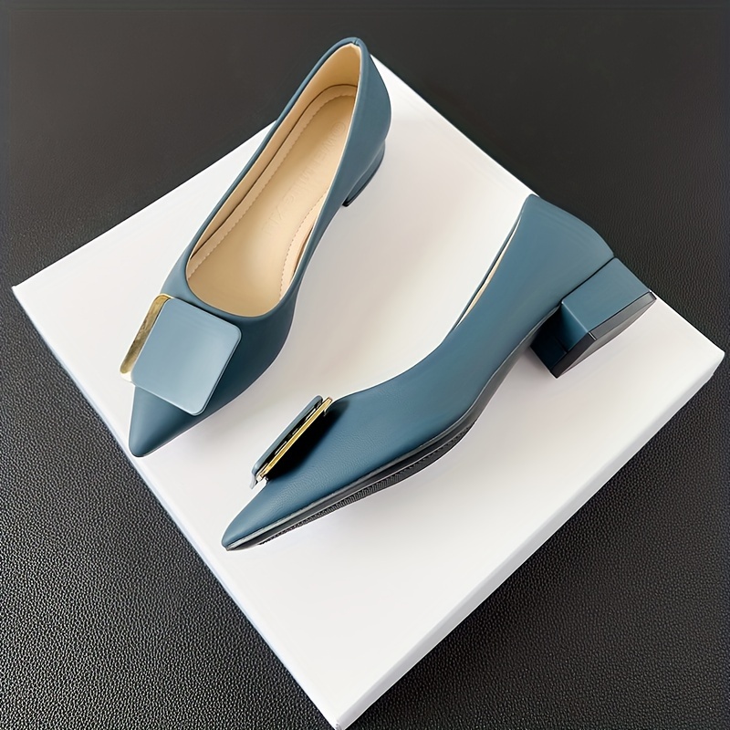 womens chunky low heels minimalist pointed toe soft sole shoes all match office work shoes details 4