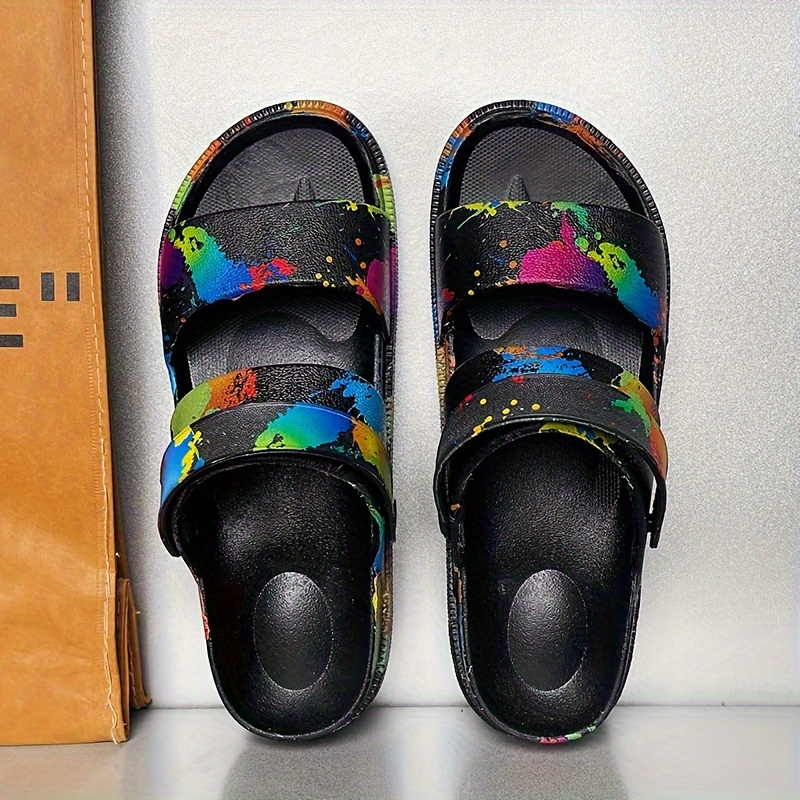 mens trendy slip on soft slides comfy non slip casual breathable slippers for mens outdoor activities details 2