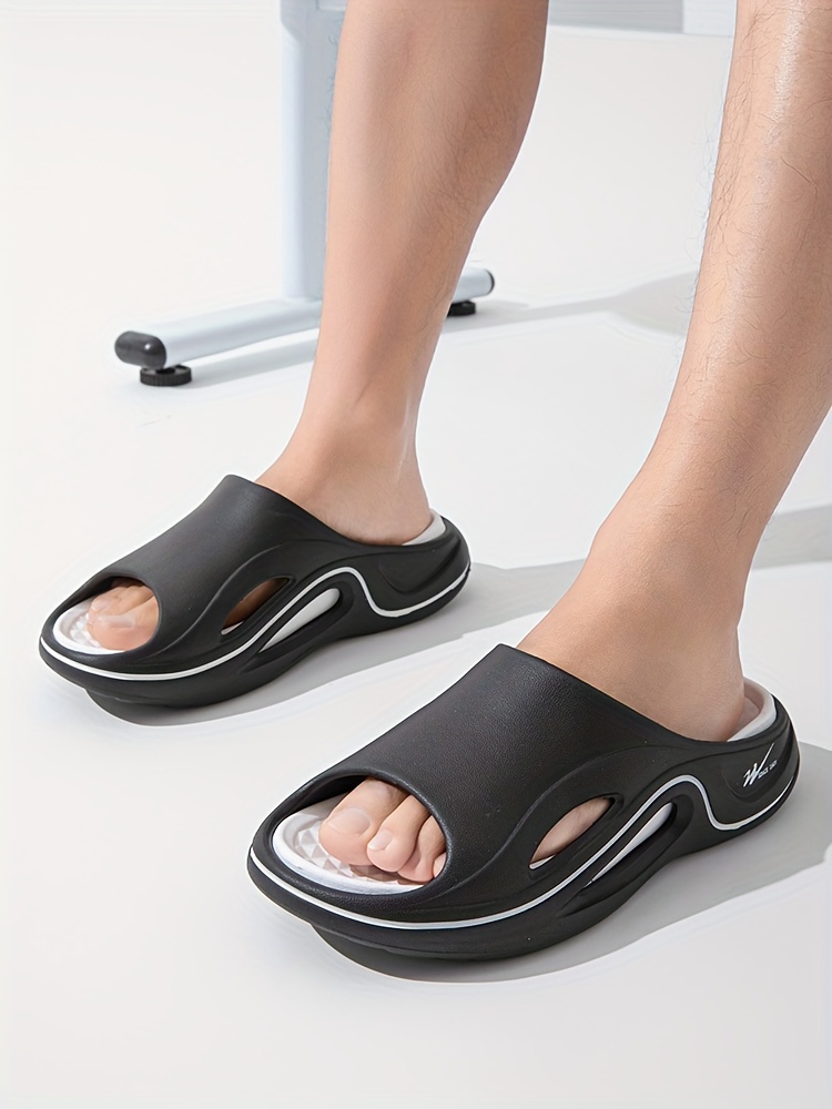 mens lightweight eva summer slides non slip quick drying open toe slippers for indoor outdoor walking and shower mens trendy beach slides details 2