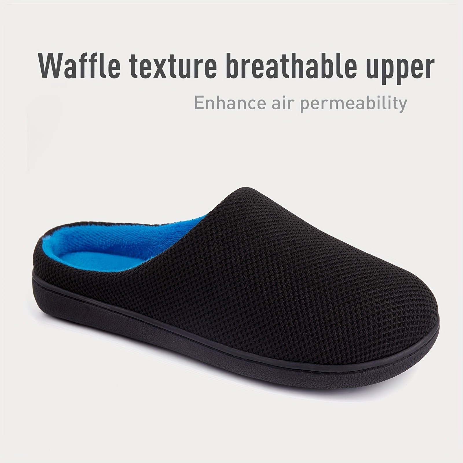 mens casual comfy warm plush slip on slides lightweight non slip closed toe house slippers for indoor outdoor details 4