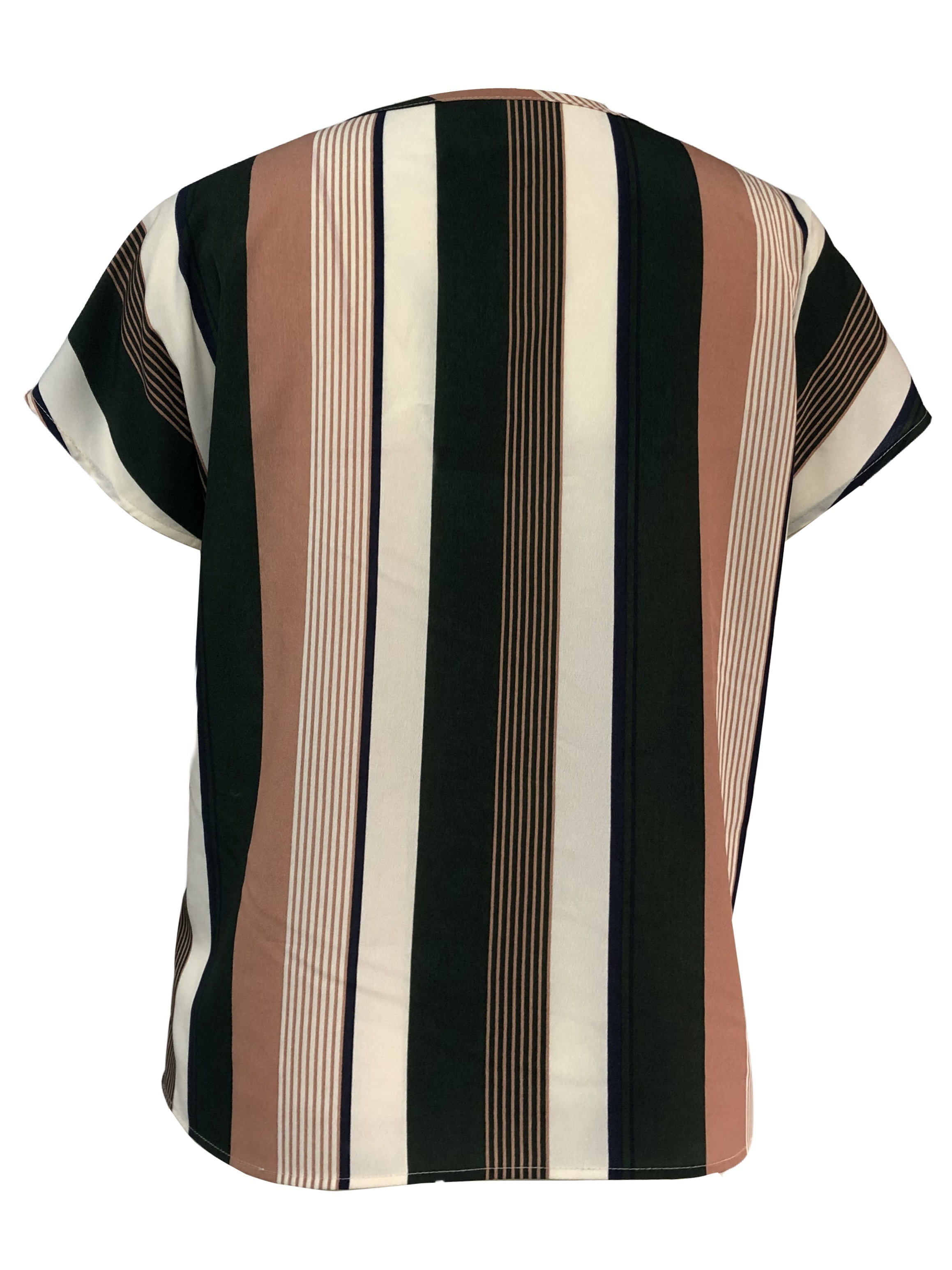 plaid notched neck blouse casual short sleeve blouse for spring summer womens clothing details 46