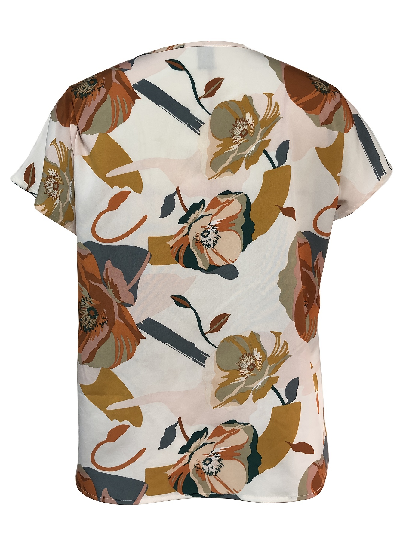 plaid notched neck blouse casual short sleeve blouse for spring summer womens clothing details 11