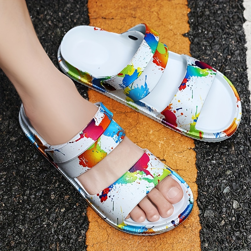 mens trendy slip on soft slides comfy non slip casual breathable slippers for mens outdoor activities details 9