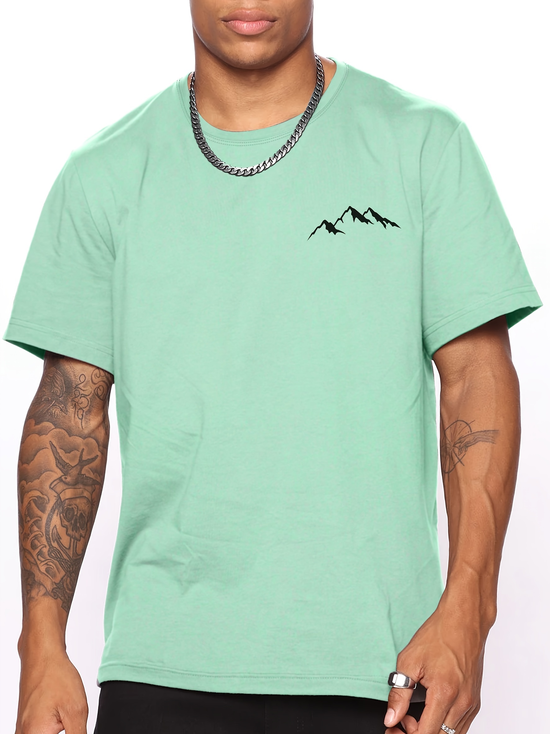 trendy mountains pattern print mens t shirt graphic tee mens summer clothes mens outfits details 0