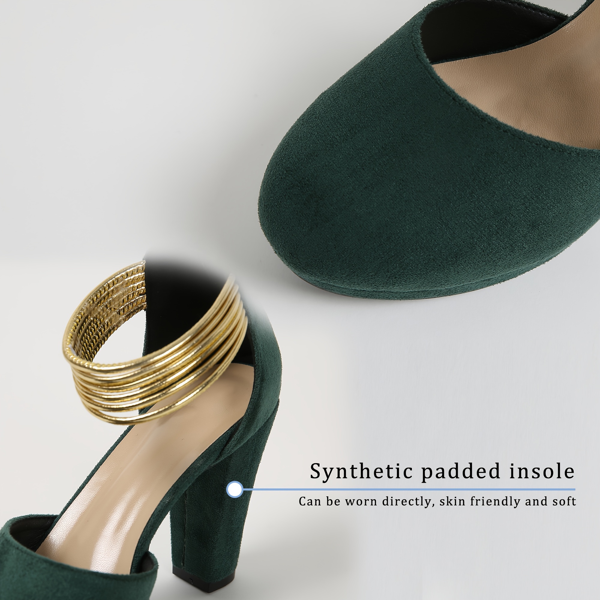 womens solid color trendy shoes slip on metallic ankle strap comfy platform shoes chunky heel d orsay party shoes details 12