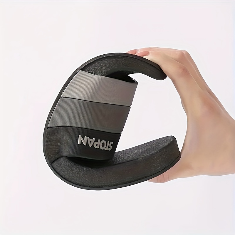 mens color block upper slides casual non slip slippers open toe shoes for indoor outdoor beach shower spring and summer details 2