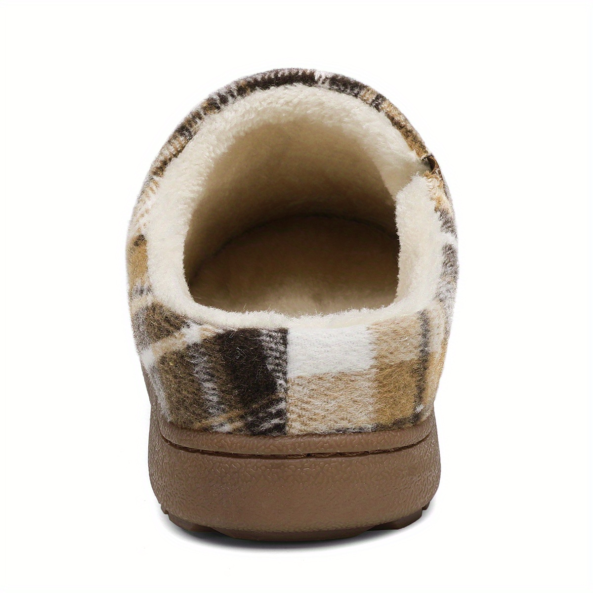plaid home slippers soft plush cozy house slippers anti skid slip on shoes indoor for men winter shoes details 4