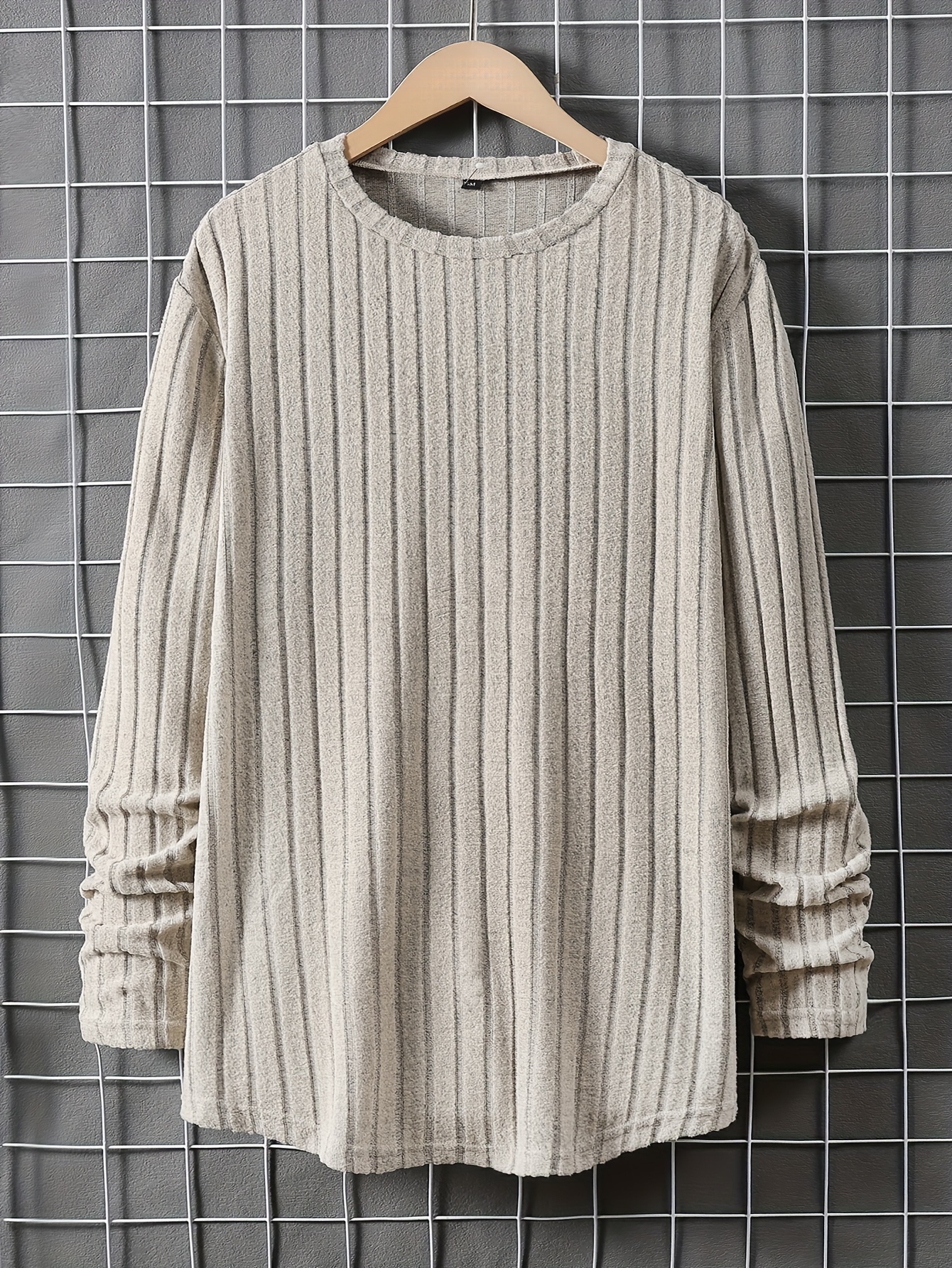 mens solid ribbed crew neck long sleeve active t shirt tee casual comfy shirts for spring summer autumn mens clothing tops details 1