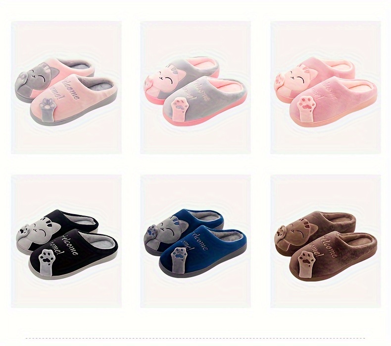 2023 mens fashion plush smiling cat slippers funny animal home slipper house shoes for indoor walking autumn and winter details 2