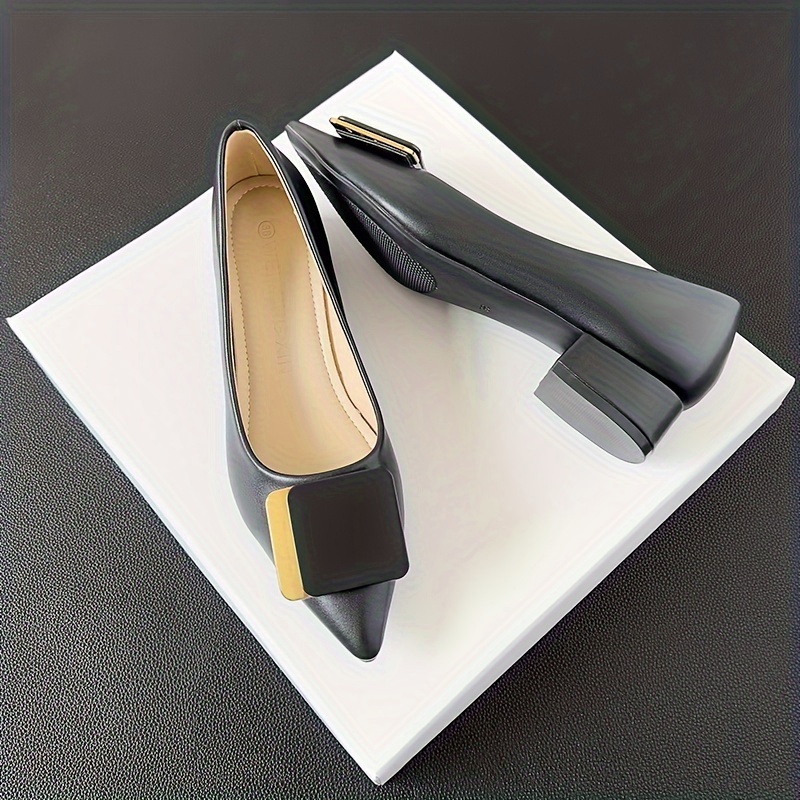 womens chunky low heels minimalist pointed toe soft sole shoes all match office work shoes details 7