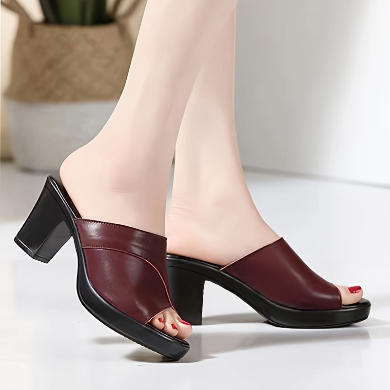 womens trendy chunky heels elegant open toe dress pumps womens fashion slip on heels details 6