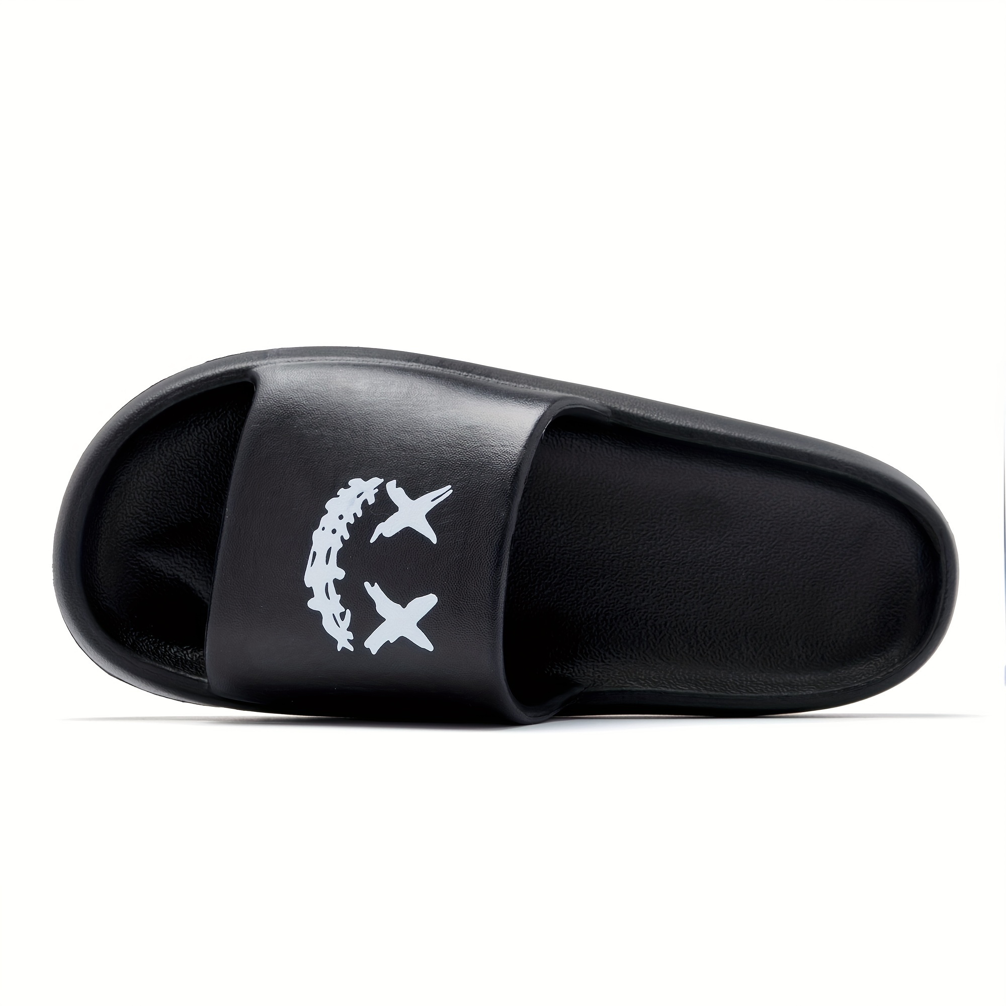 mens creative graphic print eva slides non slip quick drying open toe slippers for indoor walking and bathroom shower details 0