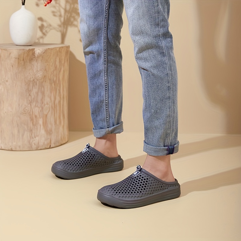 mens casual solid color slippers breathable non slip lightweight slippers for indoor bathroom bedroom garden gym details 17