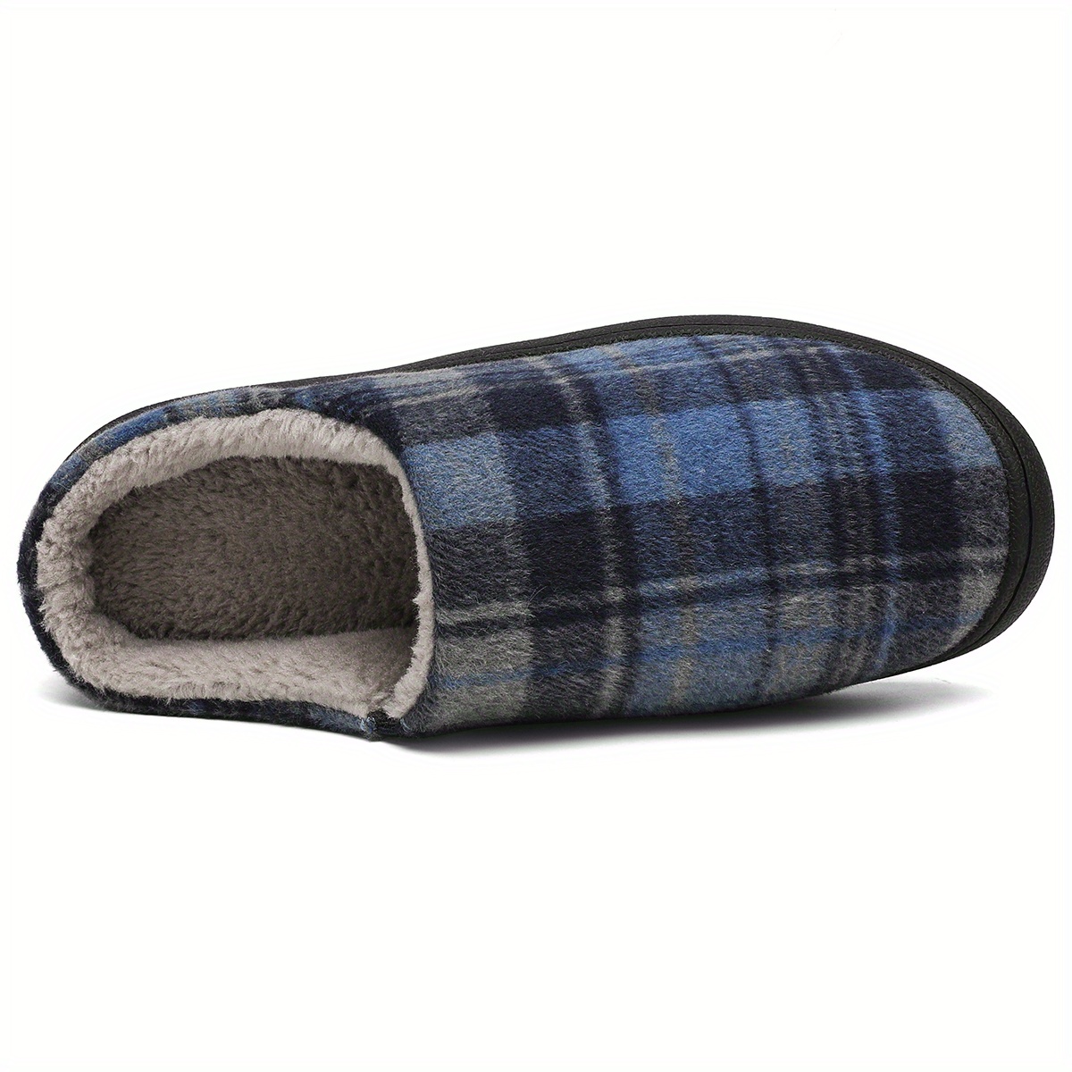 plaid home slippers soft plush cozy house slippers anti skid slip on shoes indoor for men winter shoes details 27
