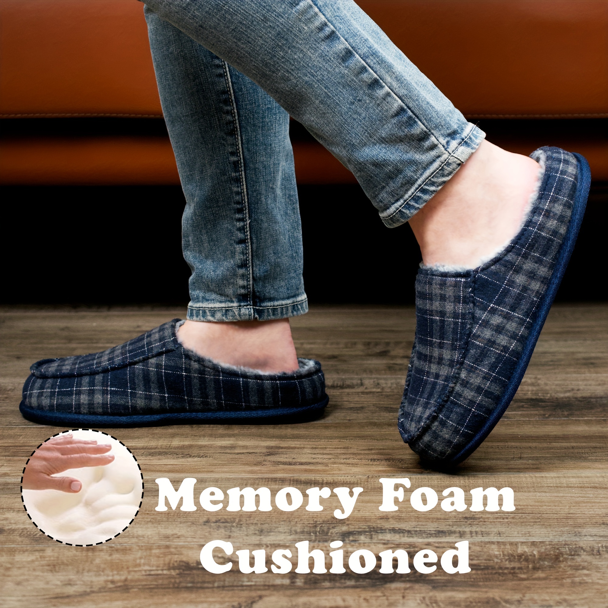 patterned home slippers soft plush cozy house slippers anti skid slip on shoes indoor for men winter shoes details 6