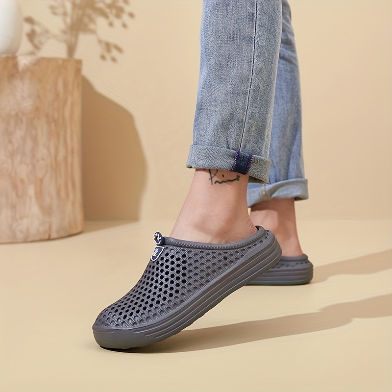 mens casual solid color slippers breathable non slip lightweight slippers for indoor bathroom bedroom garden gym details 15