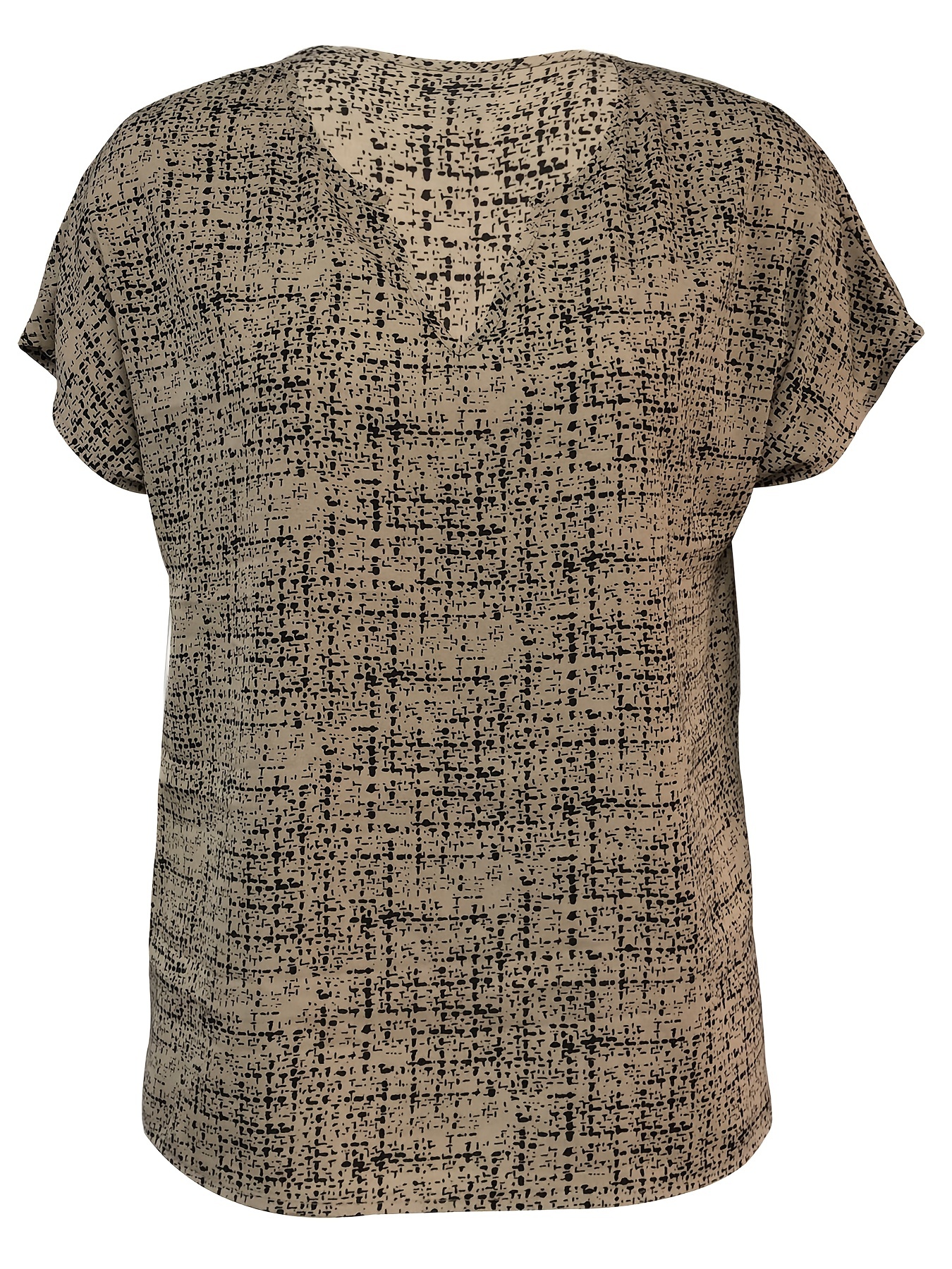 plaid notched neck blouse casual short sleeve blouse for spring summer womens clothing details 28