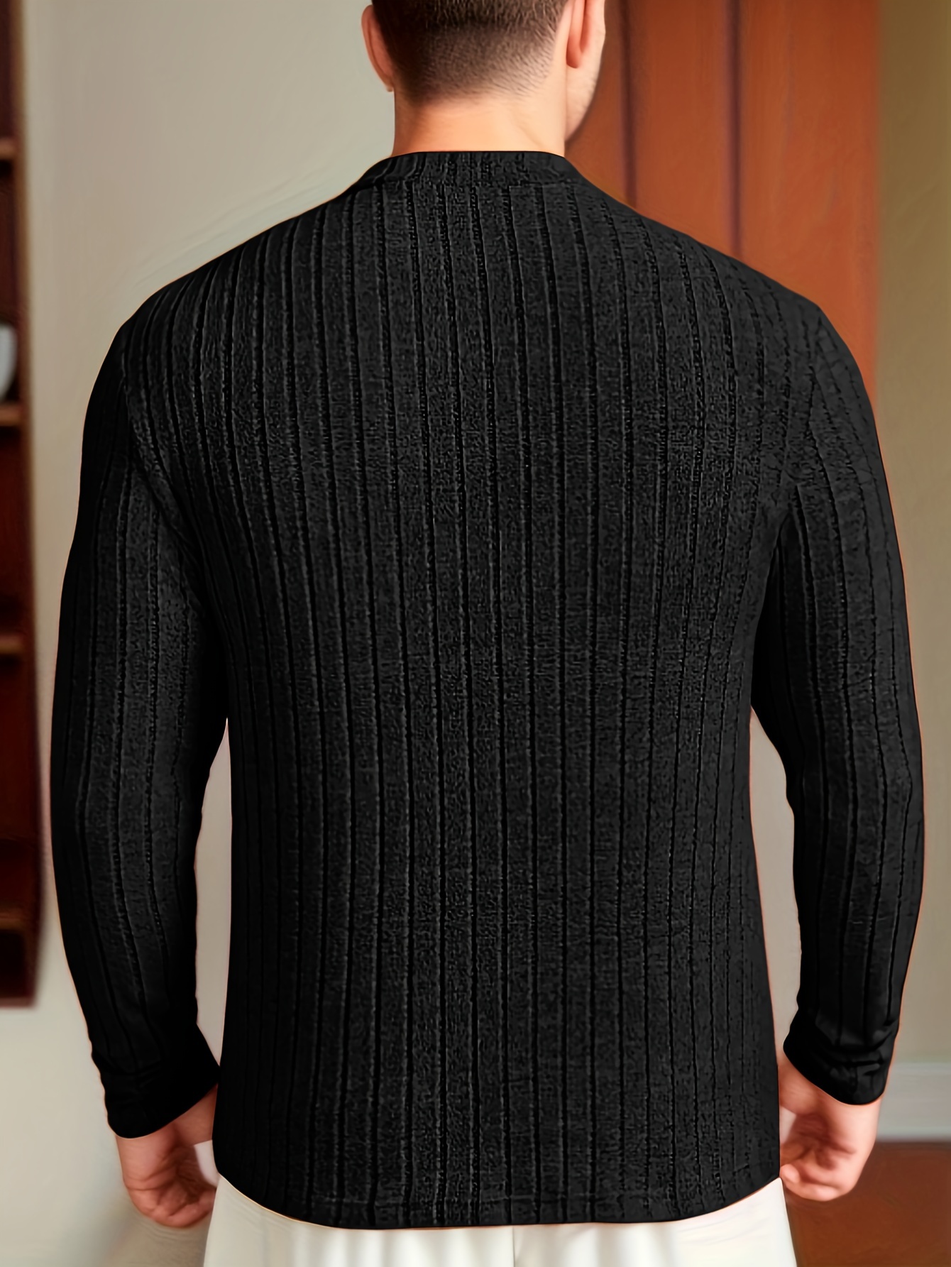 mens solid ribbed crew neck long sleeve active t shirt tee casual comfy shirts for spring summer autumn mens clothing tops details 7
