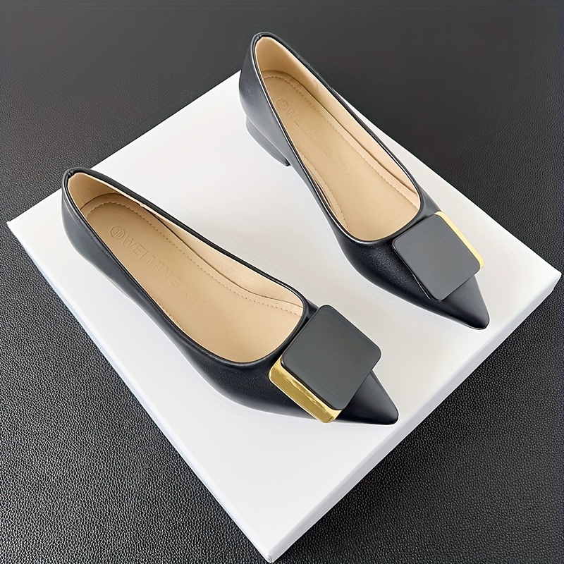 womens chunky low heels minimalist pointed toe soft sole shoes all match office work shoes details 6