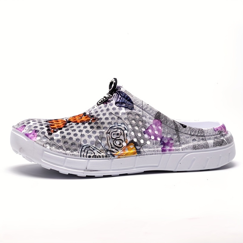 mens butterflies pattern print clogs slip on closed toe sandals soft sole walking shoes outdoor garden shoe beach sandals details 0