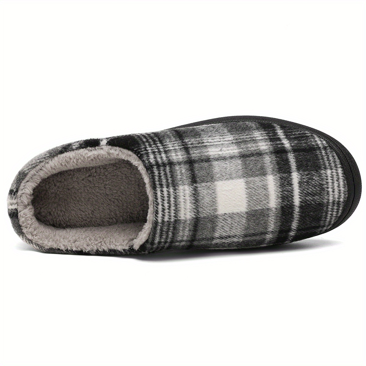 plaid home slippers soft plush cozy house slippers anti skid slip on shoes indoor for men winter shoes details 21