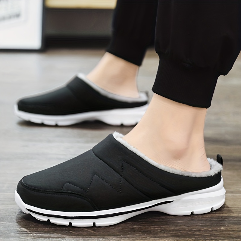soft plush cozy mules house slippers anti skid slip on shoes indoor for men winter shoes details 4
