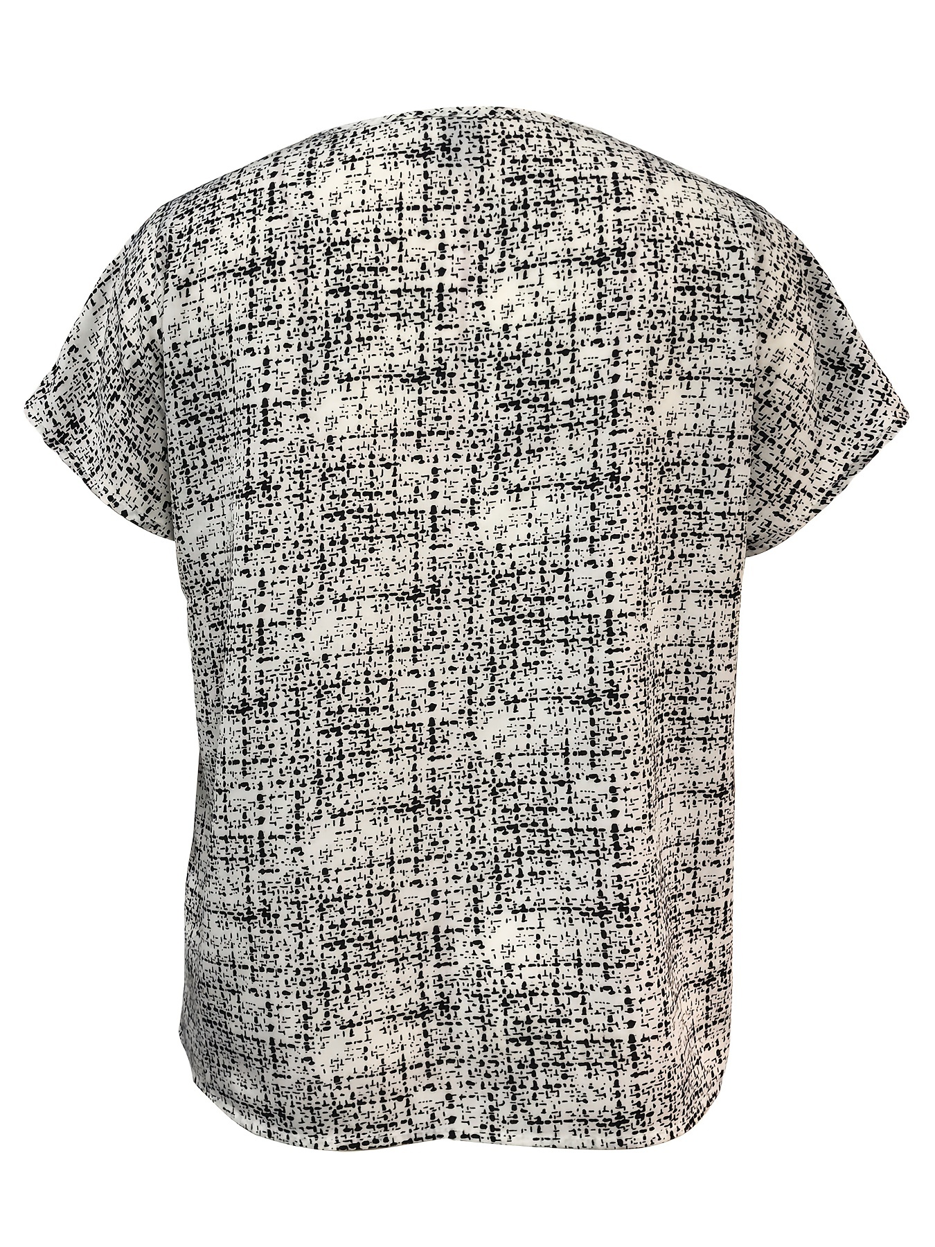 plaid notched neck blouse casual short sleeve blouse for spring summer womens clothing details 33