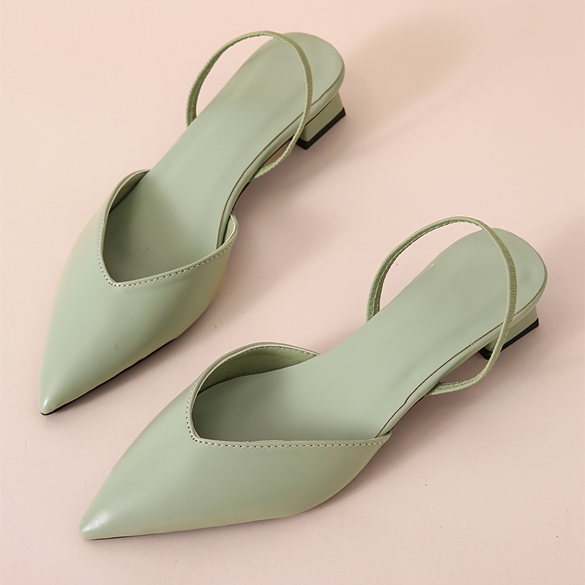 womens solid color chunky heels elegant point toe dress pumps stylish ankle strap heels details 5