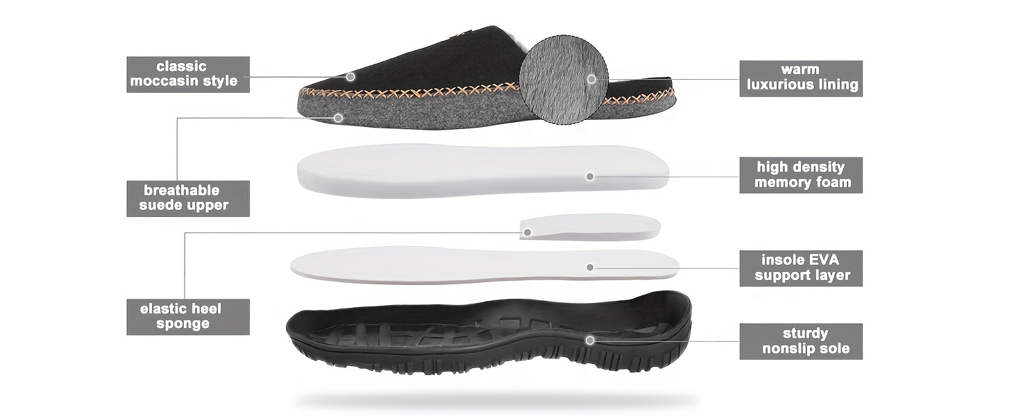 mens soft cozy house slippers wear resistant breathable anti skid fuzz lined slip on shoes for indoor walking autumn and winter details 4