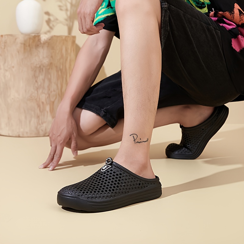 mens casual solid color slippers breathable non slip lightweight slippers for indoor bathroom bedroom garden gym details 23
