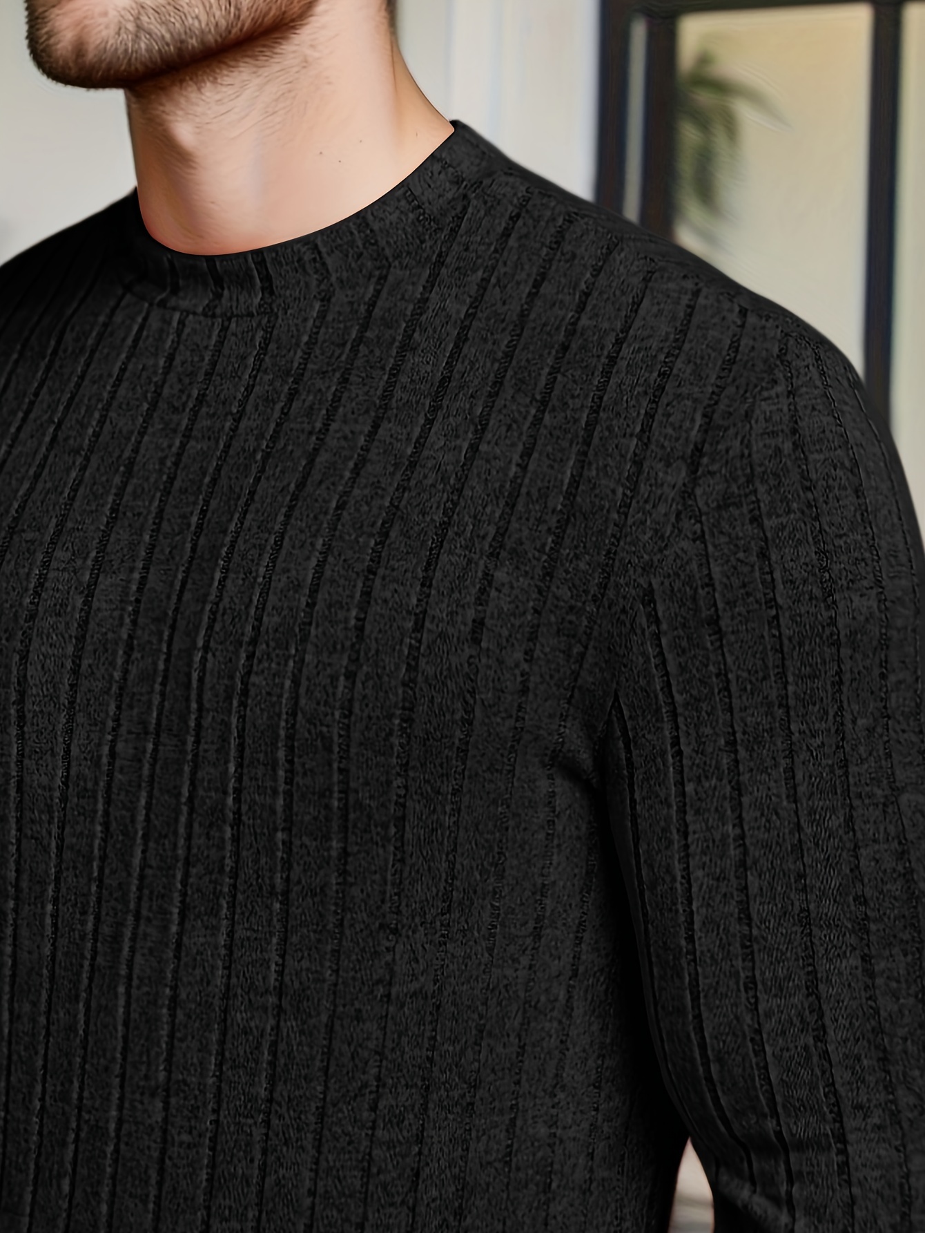 mens solid ribbed crew neck long sleeve active t shirt tee casual comfy shirts for spring summer autumn mens clothing tops details 8