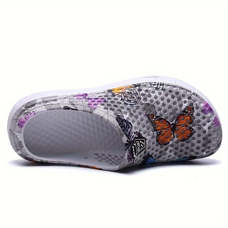 mens butterflies pattern print clogs slip on closed toe sandals soft sole walking shoes outdoor garden shoe beach sandals details 4