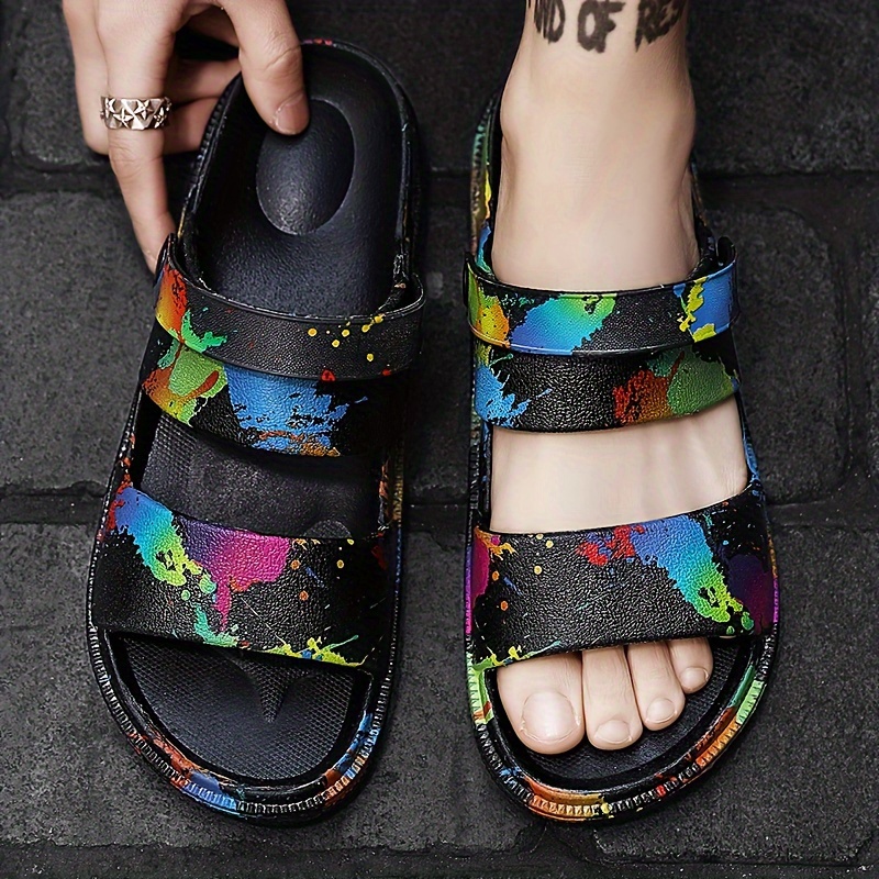 mens trendy slip on soft slides comfy non slip casual breathable slippers for mens outdoor activities details 6