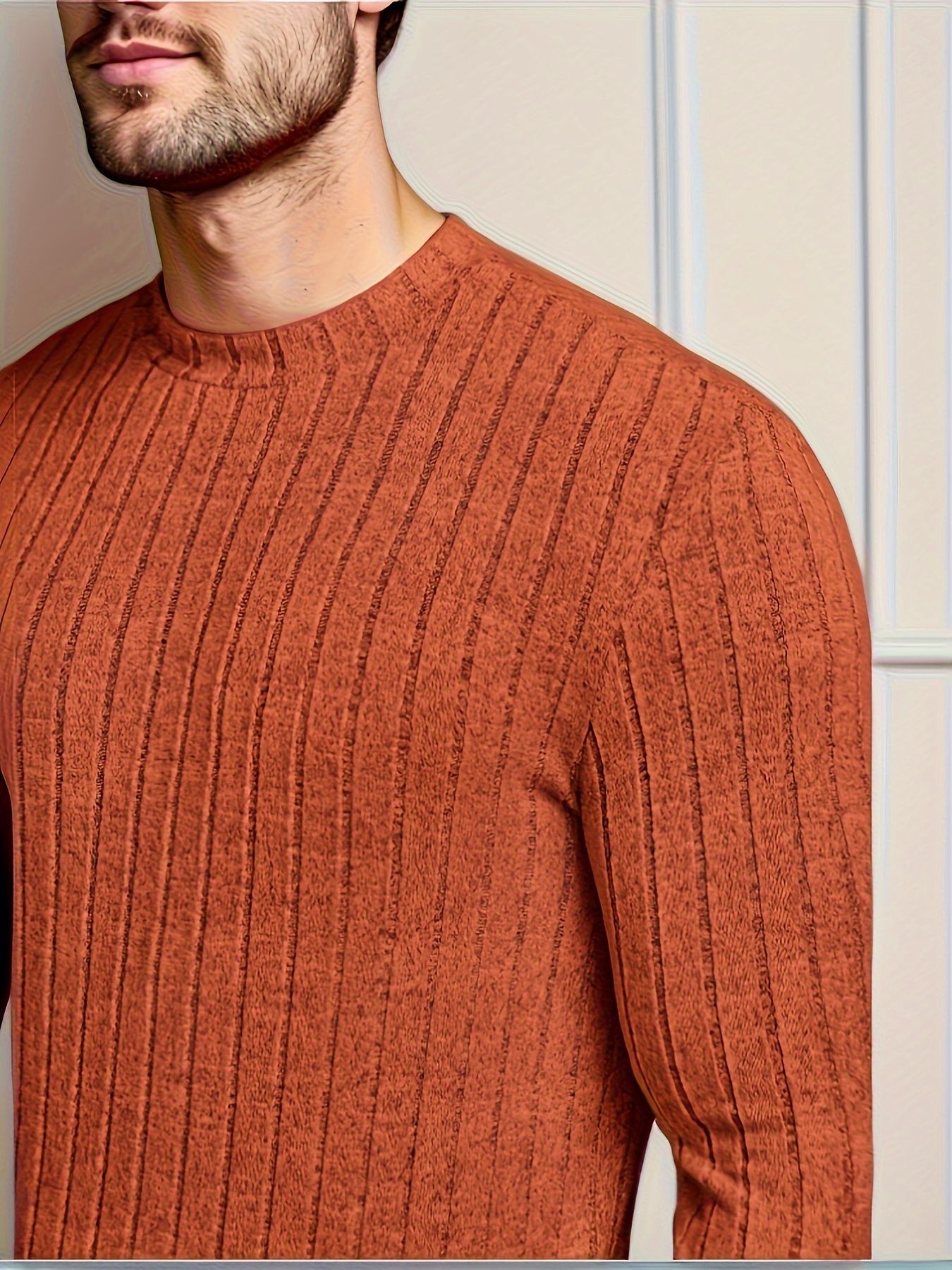 mens solid ribbed crew neck long sleeve active t shirt tee casual comfy shirts for spring summer autumn mens clothing tops details 13