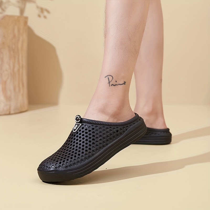 mens casual solid color slippers breathable non slip lightweight slippers for indoor bathroom bedroom garden gym details 25