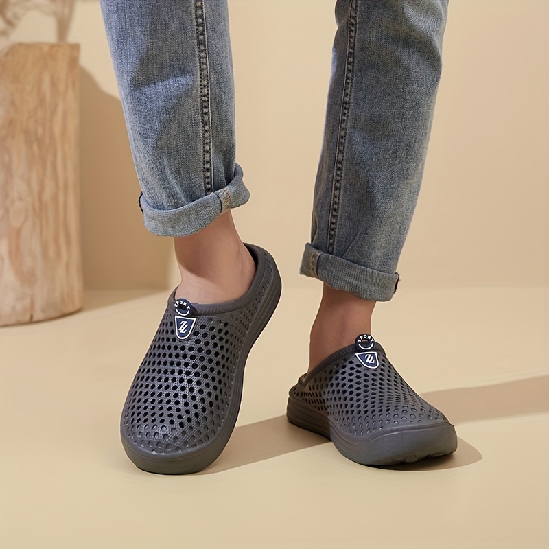 mens casual solid color slippers breathable non slip lightweight slippers for indoor bathroom bedroom garden gym details 16