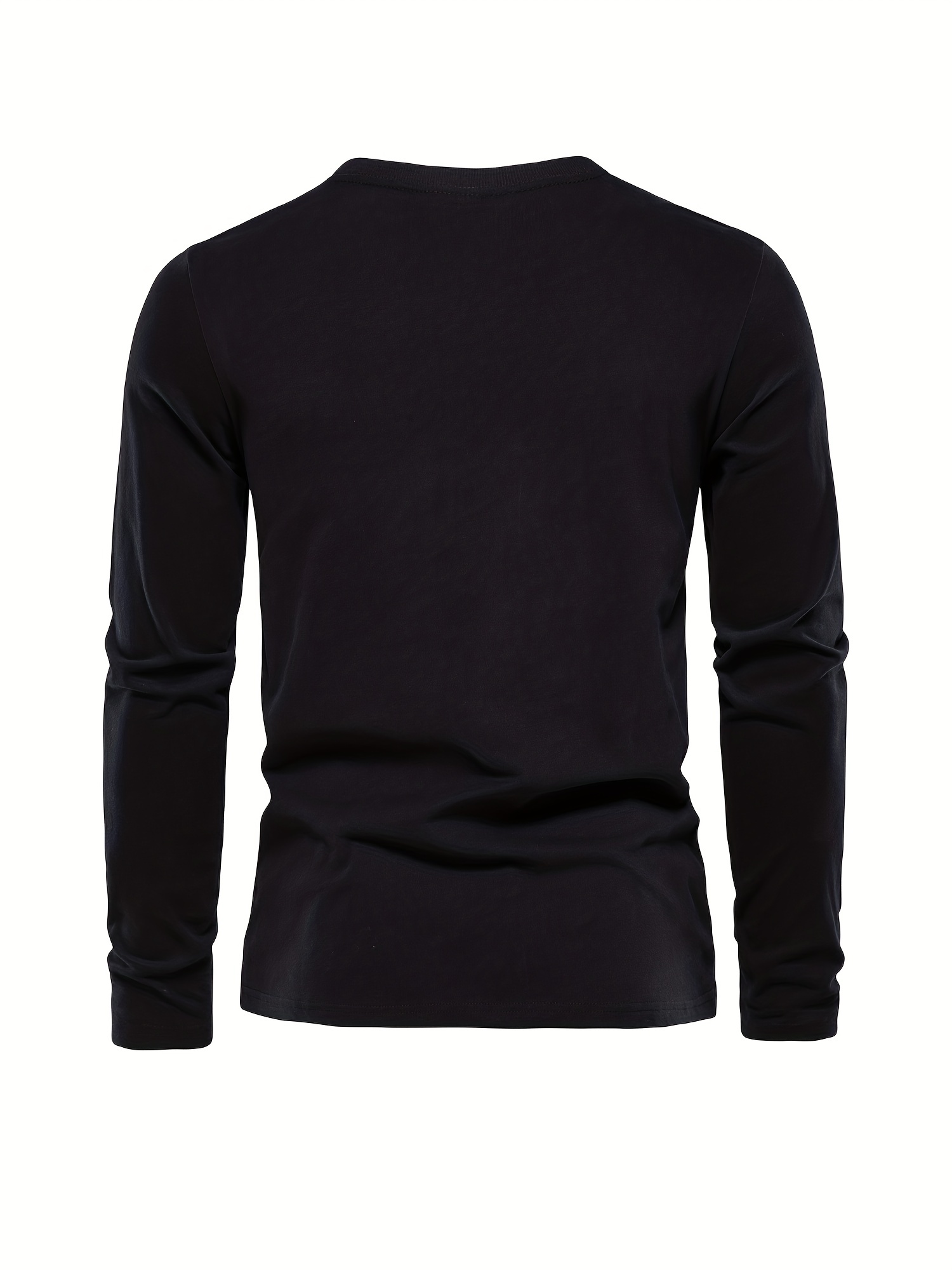 casual comfy mens solid crew neck long sleeve cotton t shirt spring fall outdoor indoor details 21