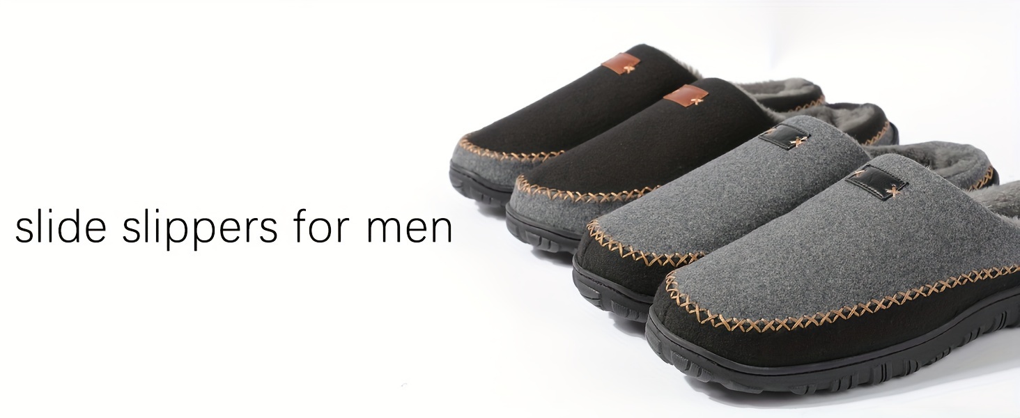 mens soft cozy house slippers wear resistant breathable anti skid fuzz lined slip on shoes for indoor walking autumn and winter details 2