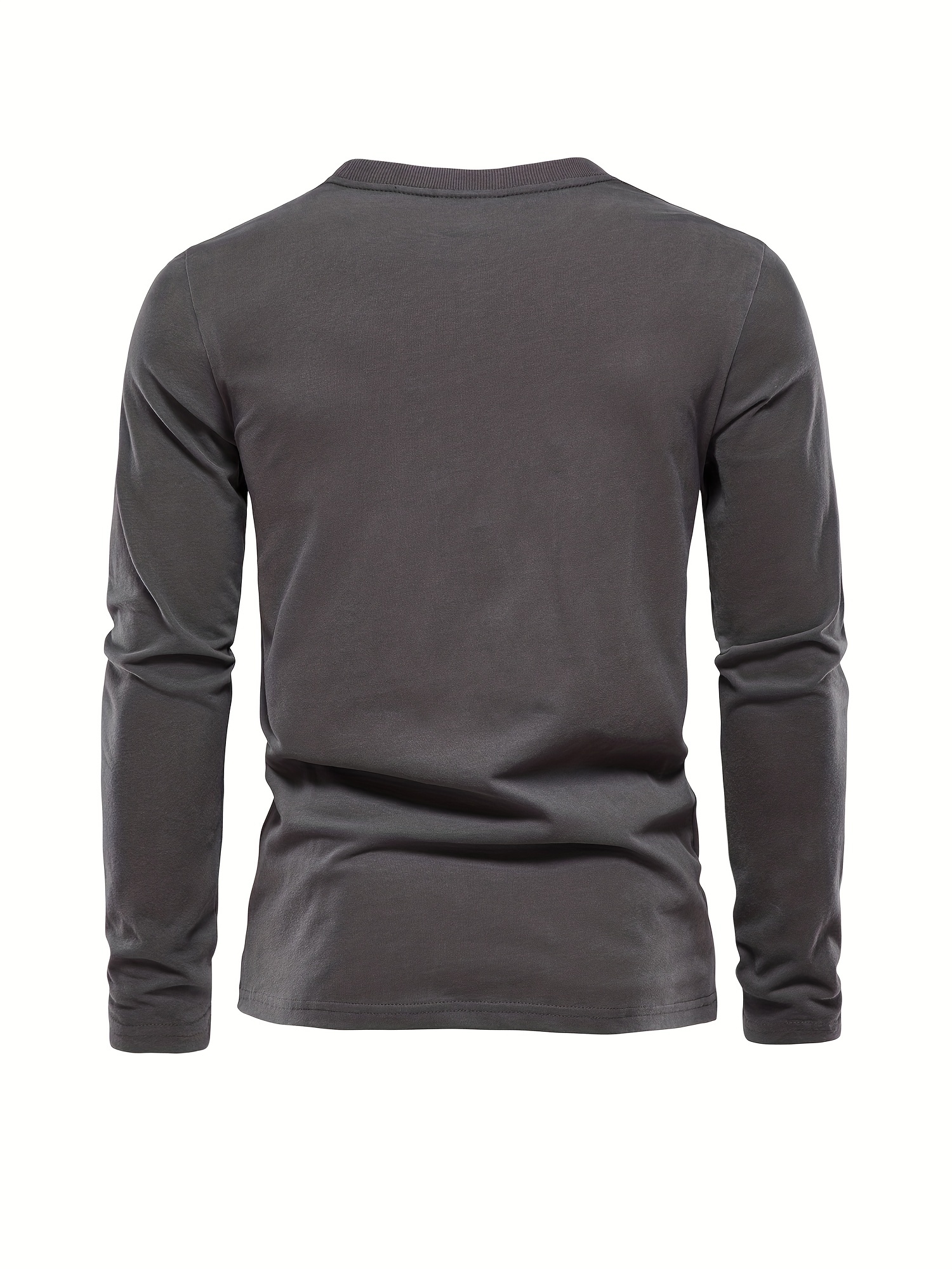 casual comfy mens solid crew neck long sleeve cotton t shirt spring fall outdoor indoor details 16