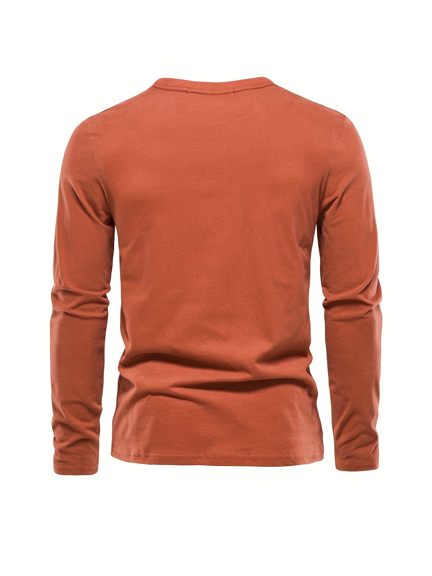 casual comfy mens solid crew neck long sleeve cotton t shirt spring fall outdoor indoor details 1