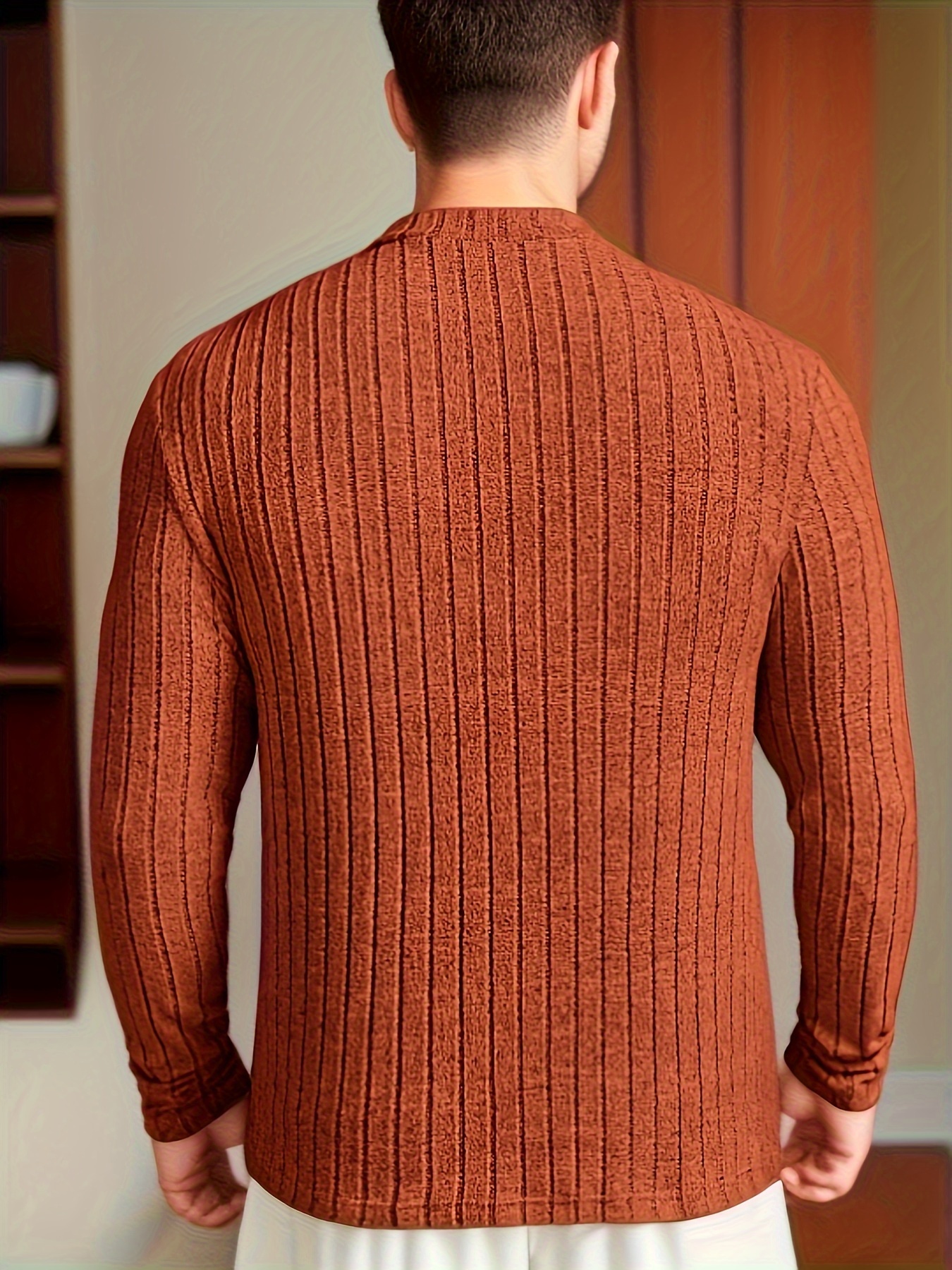 mens solid ribbed crew neck long sleeve active t shirt tee casual comfy shirts for spring summer autumn mens clothing tops details 12