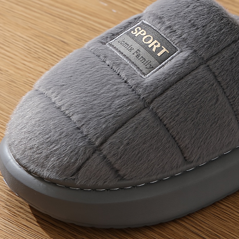 plus size mens warm plush comfortable slippers fuzzy comfy non slip slides casual sandals for indoor bedroom winter details 1