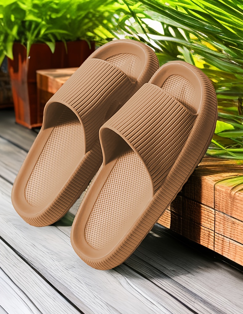 mens solid eva slides non slip quick drying open toe slippers for indoor walking mens bathroom shoes details 10
